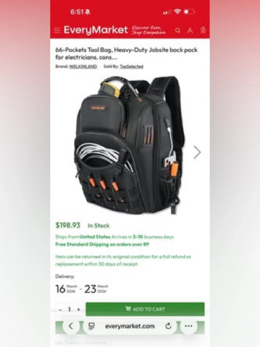 Men's Black Tactical Backpack with Organizer -